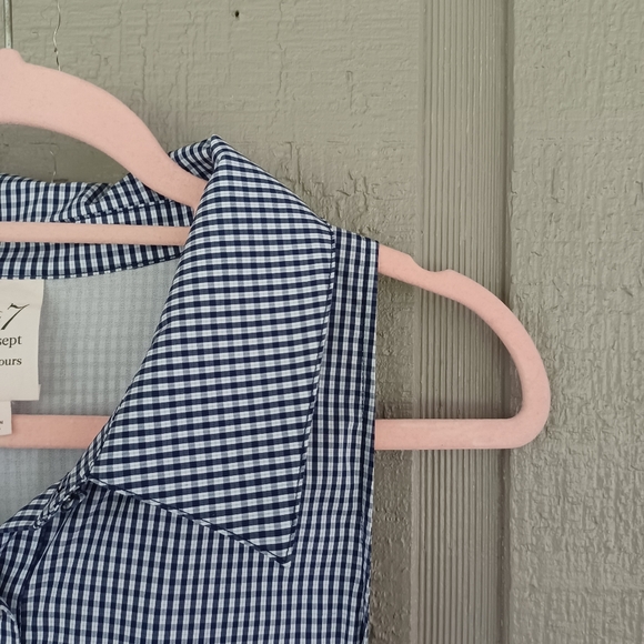 Cinq A Sept Gaby Gingham Mini Dress 12 Women Preppy Cotton Blend Button Tie - Picture 4 of 12